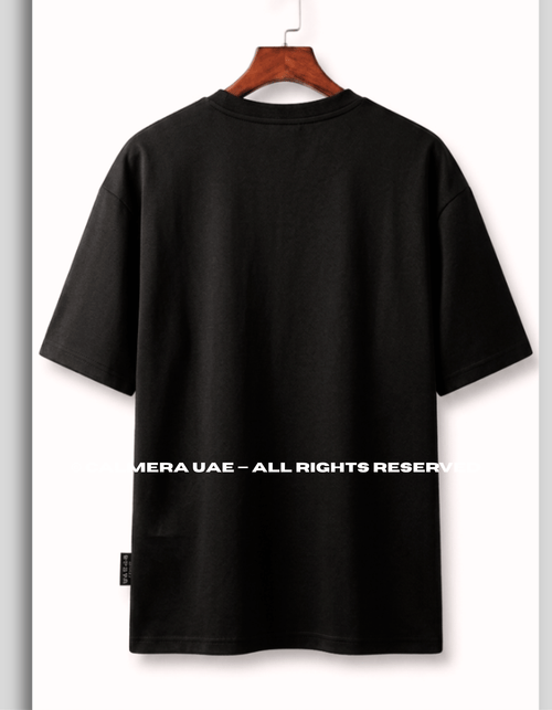 Calmera Minimalist Embossed Oversized T-Shirt – Pitch Black
