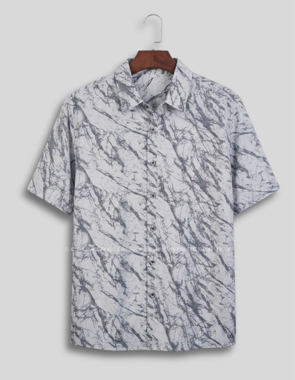 Calmera Marble Print Shirt – Stone Grey Edition