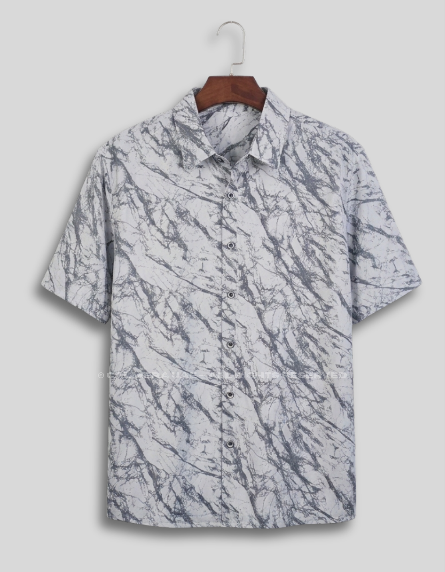 Calmera Marble Print Shirt – Stone Grey Edition