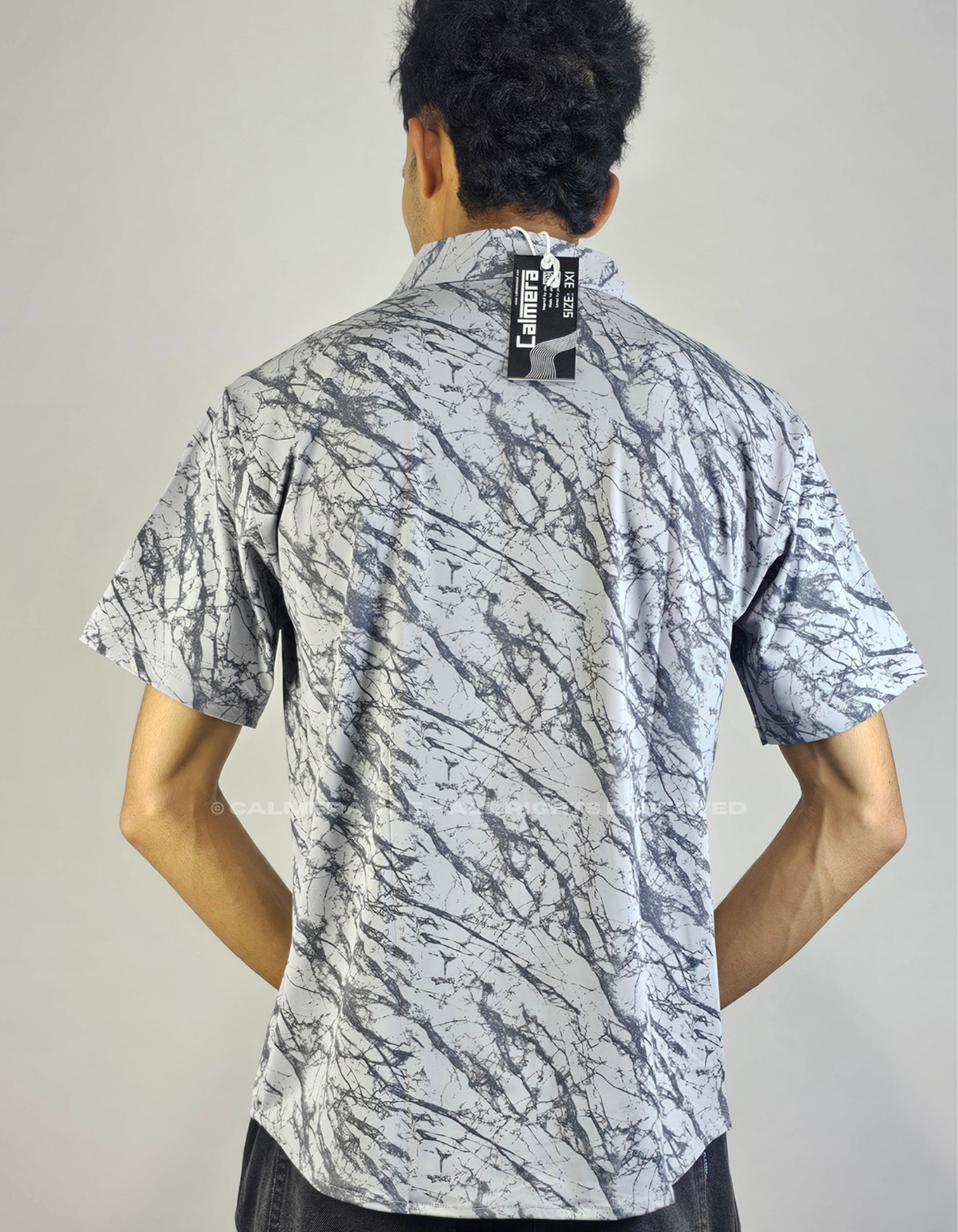Calmera Marble Print Shirt – Stone Grey Edition