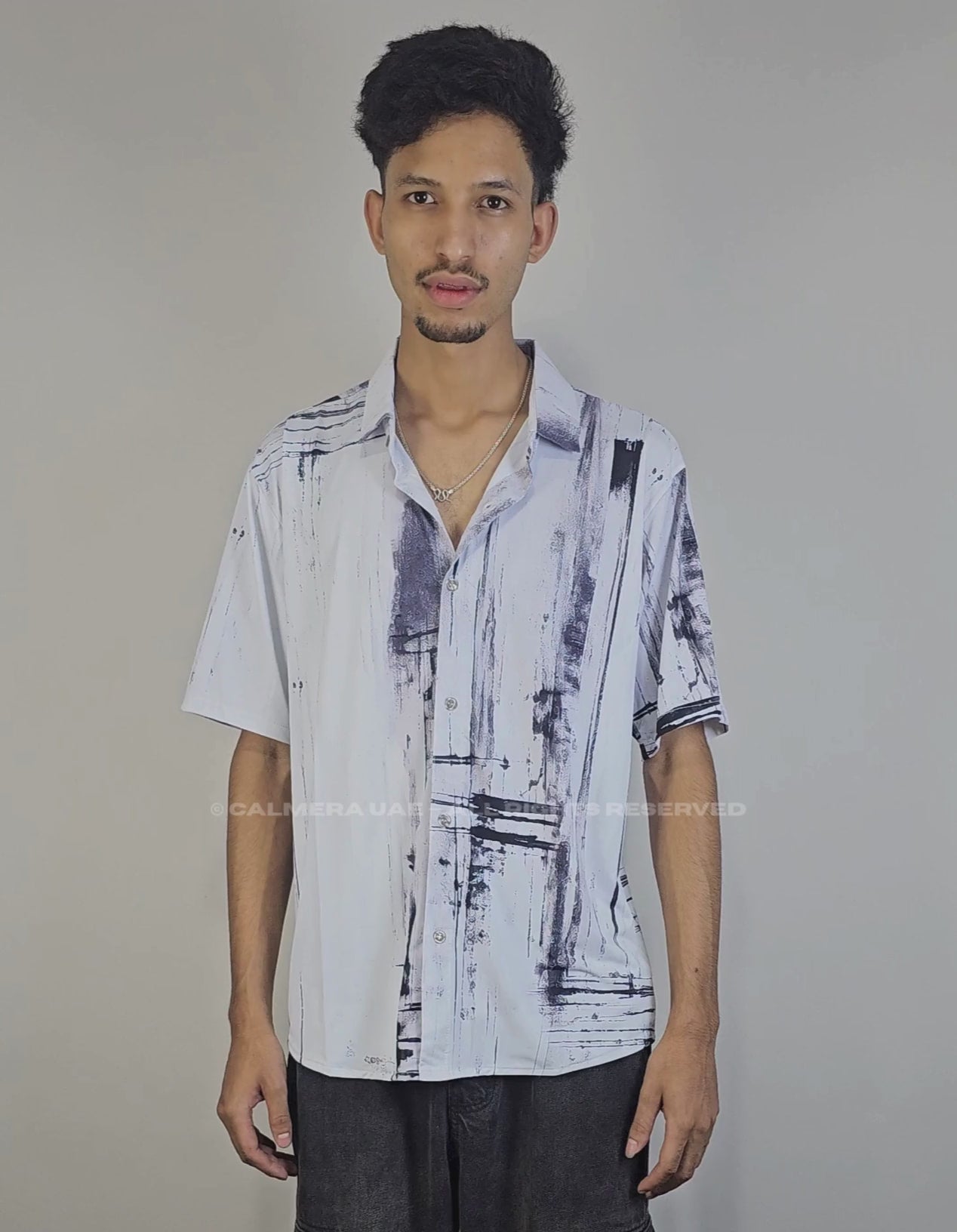 Calmera Abstract Brush Stroke Shirt – Monochrome Edition