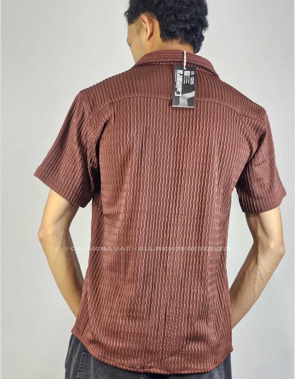Calmera Textured Wave Shirt – Chocolate Brown