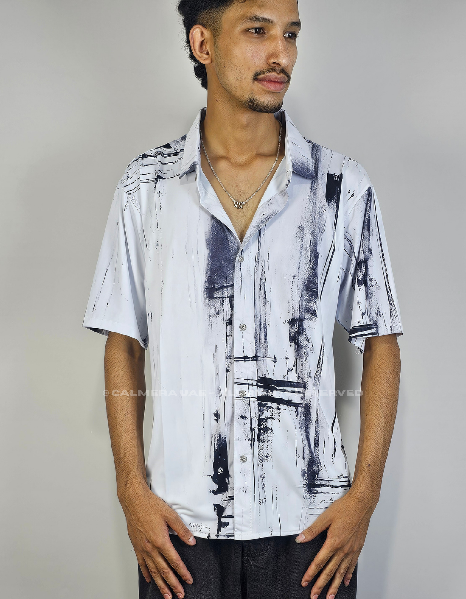 Calmera Abstract Brush Stroke Shirt – Monochrome Edition