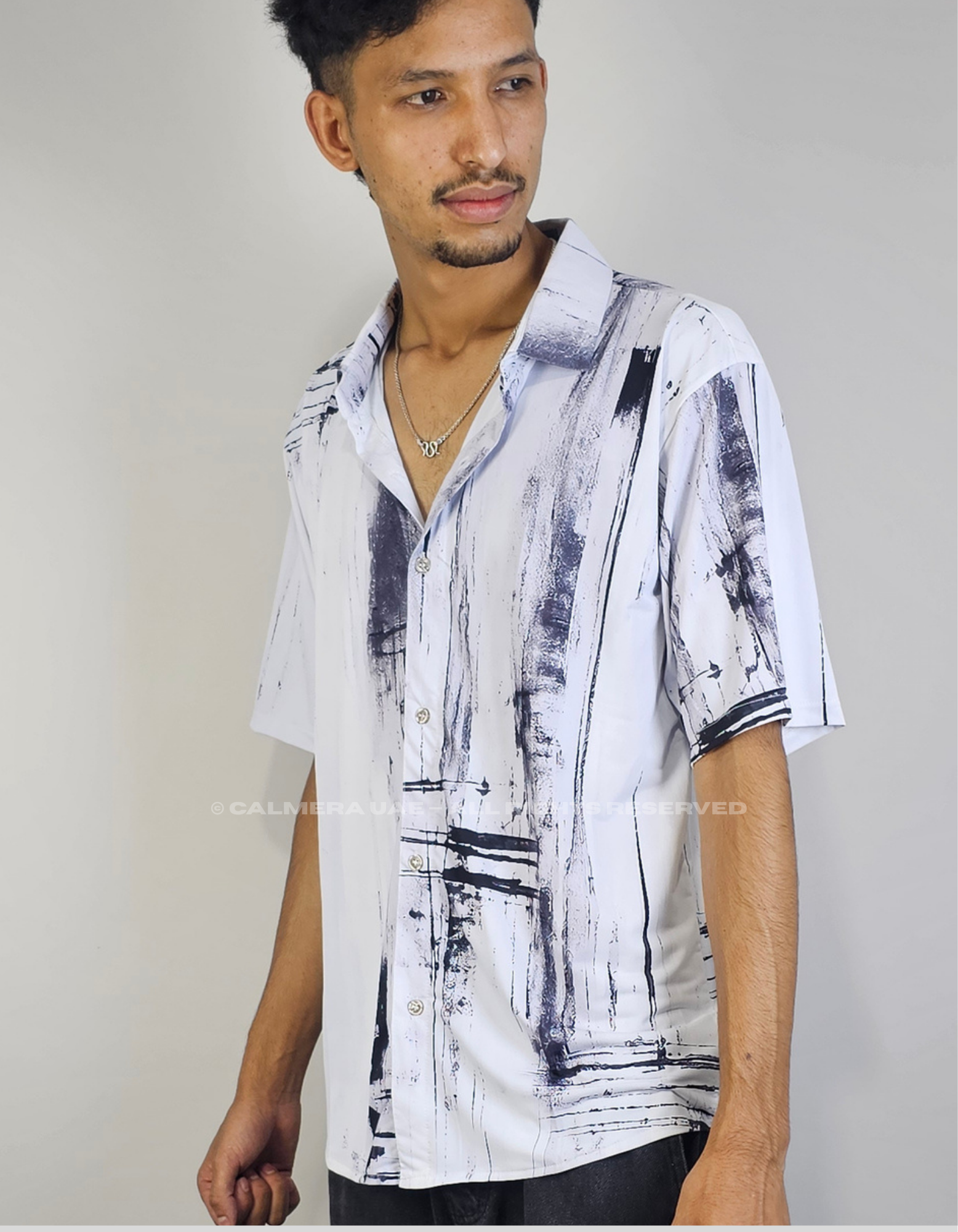 Calmera Abstract Brush Stroke Shirt – Monochrome Edition